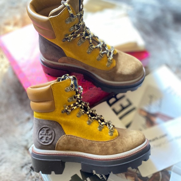 Tory Burch Miller Leather Lace-Up Hiking Boots - Picture 5 of 12